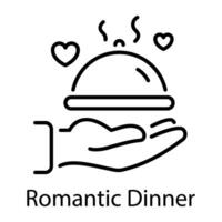 A line style icon of serving romantic dinner vector
