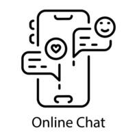 Online chat on mobile, line style icon vector