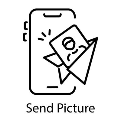Send picture online, line style icon