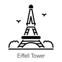 A line style icon of the beautiful eiffel tower vector