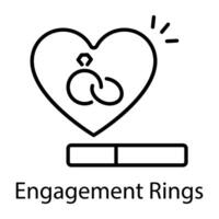 A line style icon of engagement rings vector