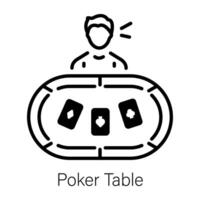 A line style icon of cards on poker table vector