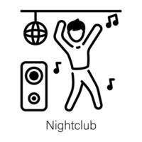 A linear icon of dancing man at nightclub vector