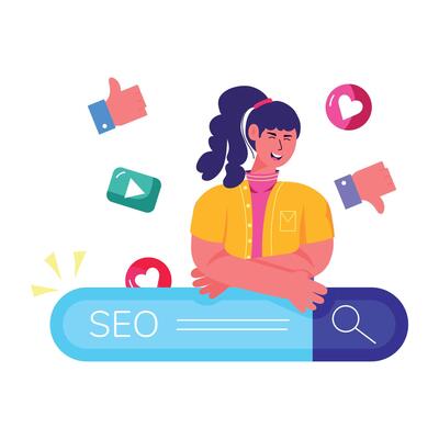 A flat style illustration of seo marketing