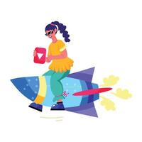 Flat style illustration of launch vector