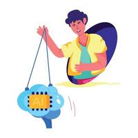 A flat style illustration of artificial intelligence vector