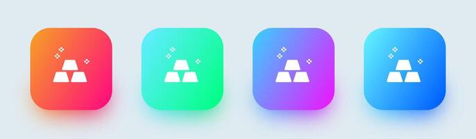 Gold solid icon in square gradient colors. Wealth signs illustration. vector