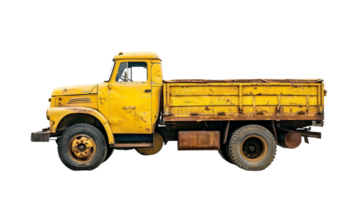 Dynamic Side View of Yellow Truck on the transparent background, Format png