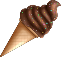 Chocolate Cone Ice Cream Illustration png