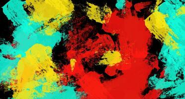 The grunge punk effect of green,yellow, orange oil paint strokes is highlighted on a black background, a tight contour photo
