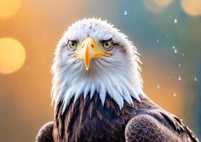 Bald Eagle Standing in Rain. photo