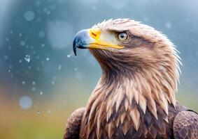 Bald Eagle Standing in Rain. photo
