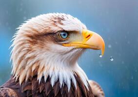 Bald Eagle Standing in Rain. photo