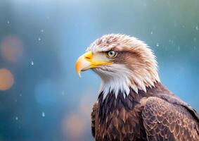 Bald Eagle Standing in Rain. photo