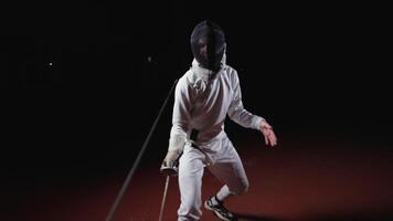 Fencer Aiming And Attacking Opponent In Fight, View From Sportsman POV, Slow Motion video