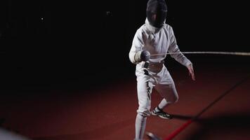 Fight Of Two Fencers With Epees In Fencing Track, Attack And Counter-Attack, Professional Sports video