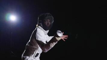 Attack And Defense In Fencing, Medium Portrait From Side Of Swordsman Fighting With Rival video