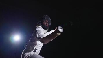 Fencer With Foil Or Epee Aiming And Attacking Rival On Fencing Track, Slow Motion, Epic Shot video