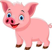 Cute pig cartoon isolated on white background vector