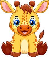 Cute baby giraffe cartoon isolated on white background vector