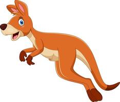 Cartoon funny Kangaroo jumping isolated on white background vector