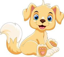 Cute little puppy cartoon isolated on white background vector