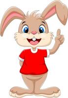 Cute rabbit raised index finger vector
