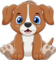 Cute little puppy cartoon isolated on white background vector