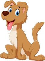 Cute little dog cartoon on white background vector