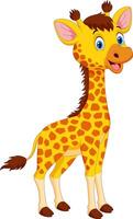 Cute giraffe cartoon isolated on white background vector