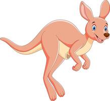 Cartoon funny Kangaroo jumping isolated on white background vector