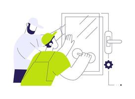 Window installation abstract concept illustration. vector