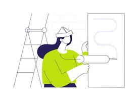 Install wallboards abstract concept illustration. vector