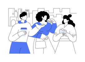 After party snacking isolated cartoon illustrations. vector