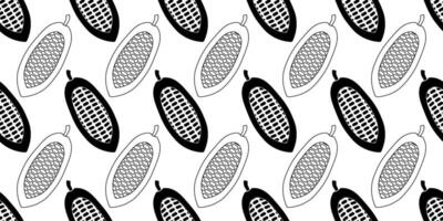 black white cocoa beans seamless pattern vector