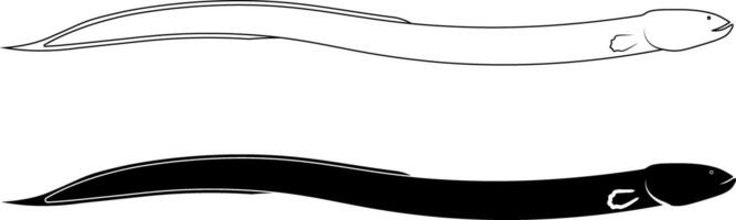 side view eel icon set vector