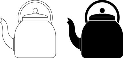side view kettle icon set vector