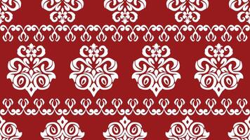 red and white seamless pattern design with damask vector