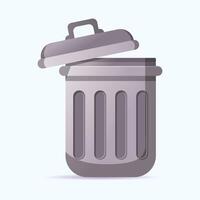 Open trash can flat illustration. garbage illustration vector