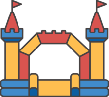 Bouncy castle color icon. Inflatable house pictogram with slide for air trampoline park and children playground for jumping. Inflated equipment for amusement park and kids zone. png