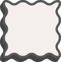 Wavy rectangle frame. Scallop edge box. Outline squiggle border. Groovy zigzag abstract shape. Cute square aesthetic banner. Retro art. png