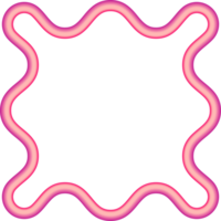 Wavy border frame. Squiggle edge square. Neon color scallop shape. Retro groovy aesthetic element. Trendy 90s design for poster and invitation png