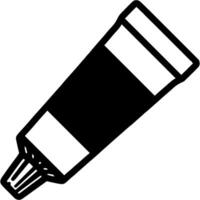 Tube of office glue closed cap in monochrome. Simple minimalistic in black ink drawing on white background vector