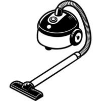 Home vacuum cleaner in monochrome. Simple minimalistic in black ink drawing on white background vector