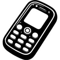 Push button mobile phone for schoolchildren in monochrome. Simple minimalistic in black ink drawing on white background vector