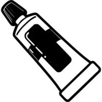 Tube of super strong superglue in monochrome. Simple minimalistic in black ink drawing on white background vector