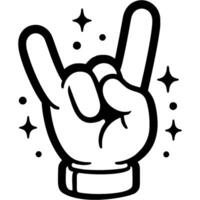 Hand gesture rock and roll sign, rock band music fan symbol in monochrome. Simple minimalistic in black ink drawing on white background vector