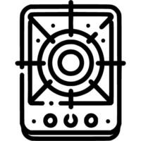 Tourist camping gas stove top view doodle icon. Simple minimalistic symbol in black on white background vector