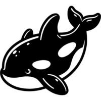 Black and white predatory killer whale in monochrome. Smart sea predator. Simple minimalistic in black ink drawing on white background vector