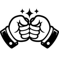 Hands clenched into fist buried in opposing gesture in monochrome. Simple minimalistic in black ink drawing on white background vector